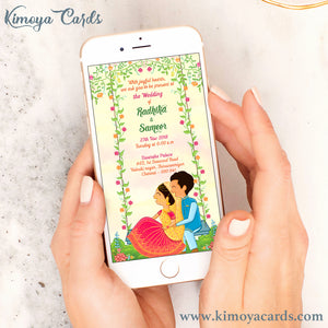 Cute Doodle Wedding E-Card - North Indian Wedding